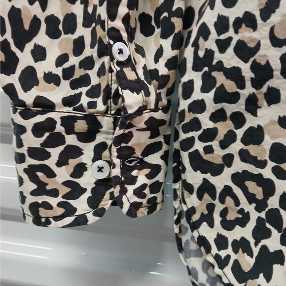 Anthropologie Maeve Cheetah Animal Print Shirt Women's Medium Button Front Top - Picture 8 of 10